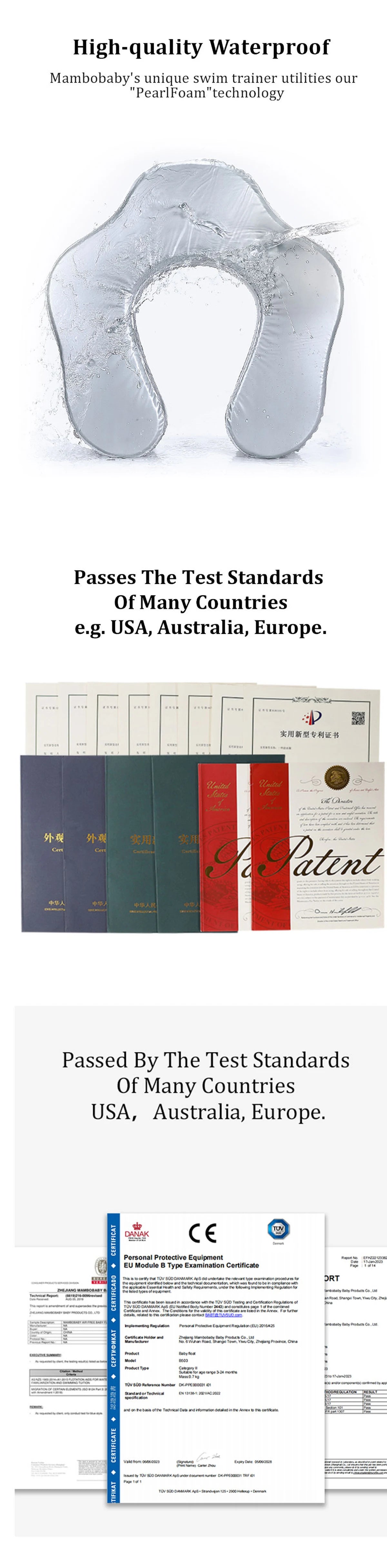 Mambobaby Baby Float With Canopy Swimming Ring For Infant No Inflation Pool Floaties Accessories 6-10 Months 1 Years Water Toys