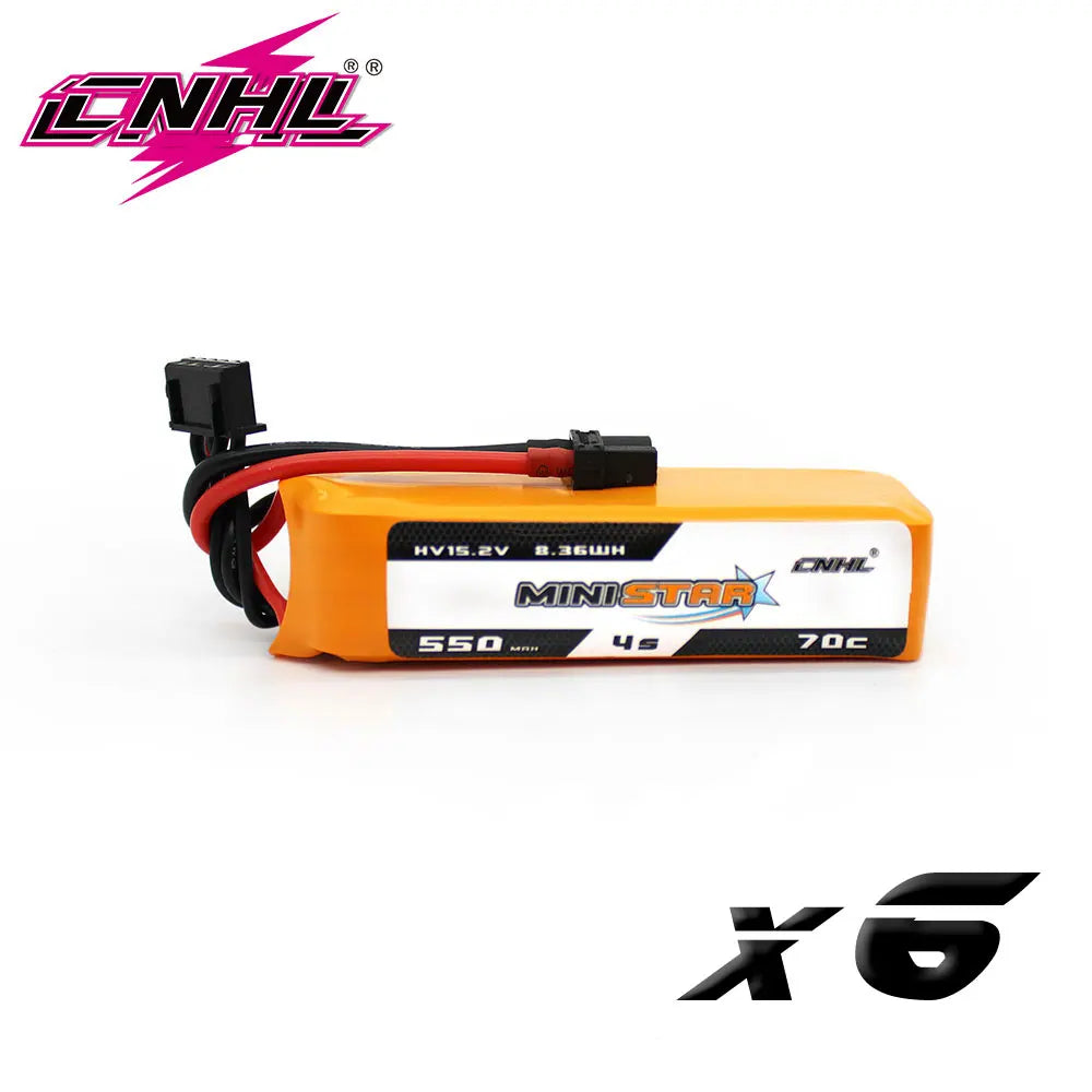 6PCS CNHL 2S 3S 4S 7.6V 11.4V 15.2V Lipo Battery 550mAh 70C MiniStar HV With XT30 Plug For RC FPV Racing Drone Drone Airplane