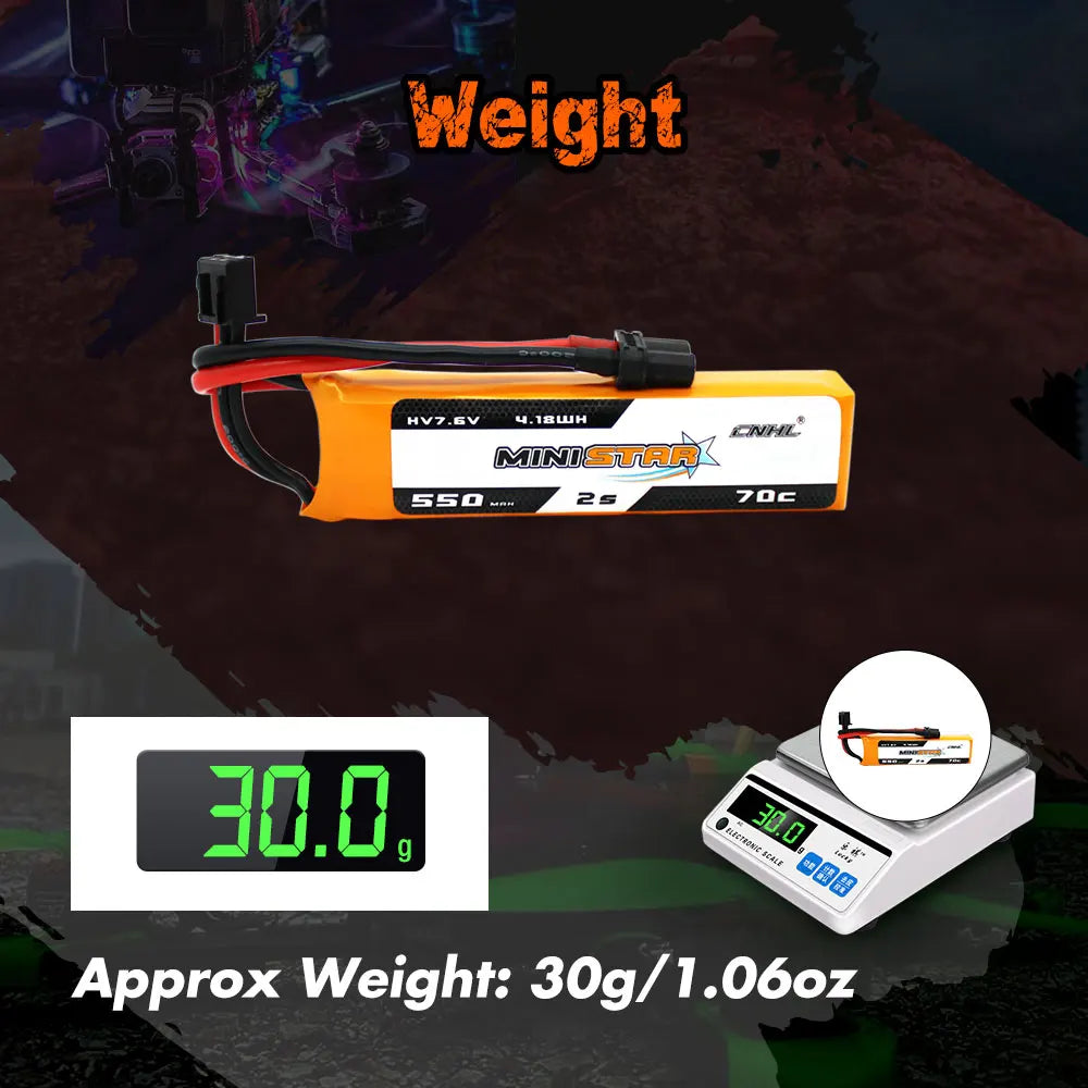 6PCS CNHL 2S 3S 4S 7.6V 11.4V 15.2V Lipo Battery 550mAh 70C MiniStar HV With XT30 Plug For RC FPV Racing Drone Drone Airplane