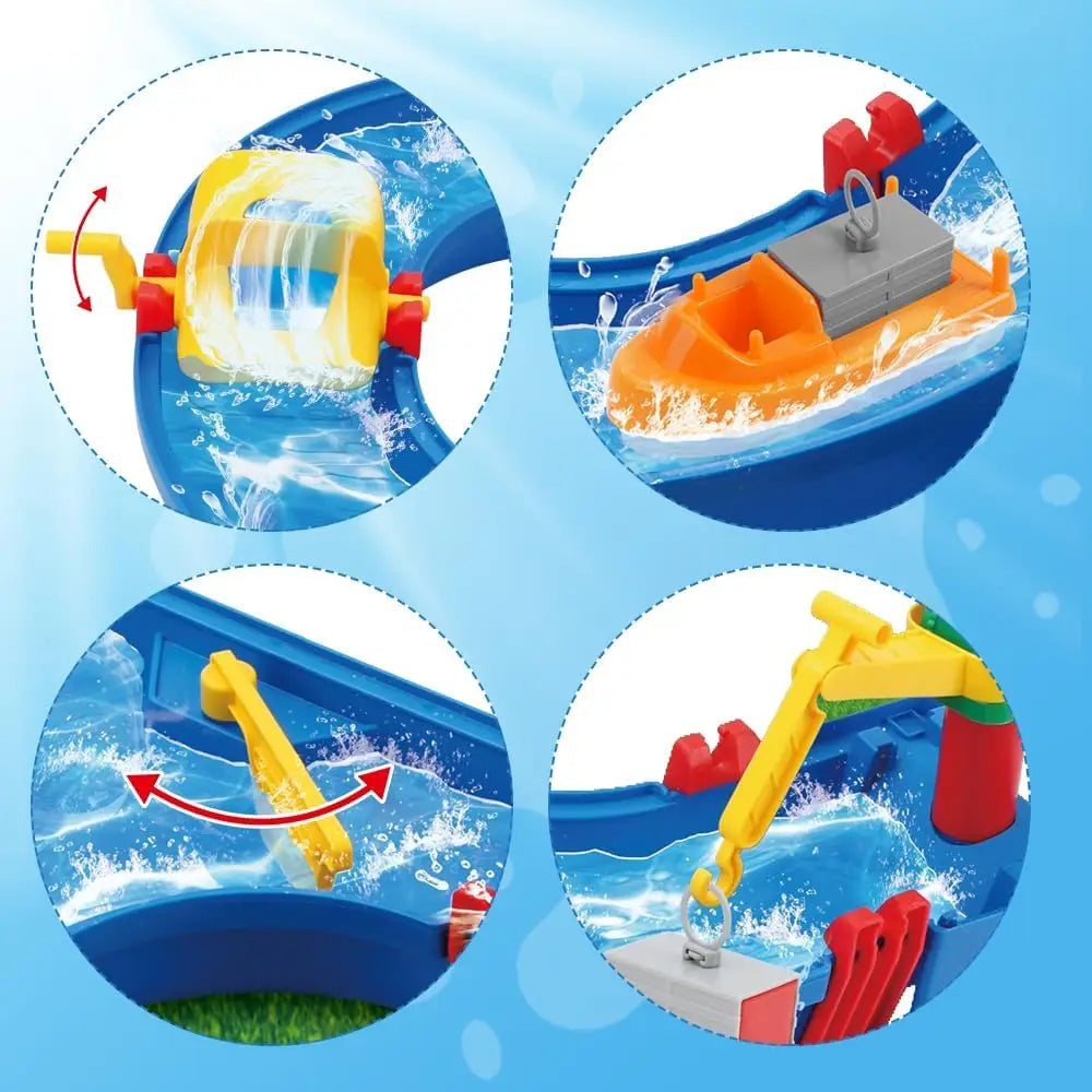 VATOS 39pcs DIY Mini Water Park Waterway Playset on Table or Lawn for Summer Outdoor Backyard Beach Toy Water Toys for Kids