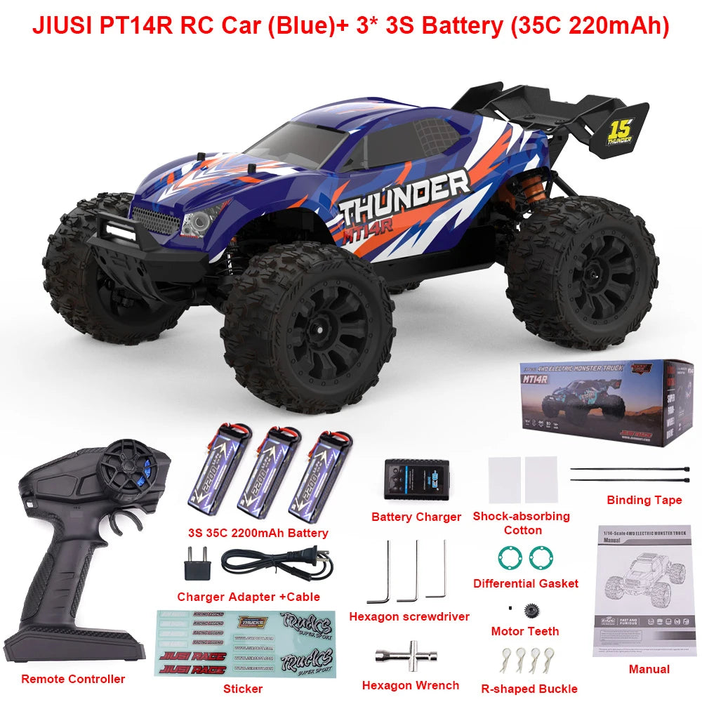 MT14R 1/14 RC Car JIUSI Brushless 80km/h 2.4G Remote Control Car High Speed Off-road Racing Car 23-26 mins Working Time RC Toys