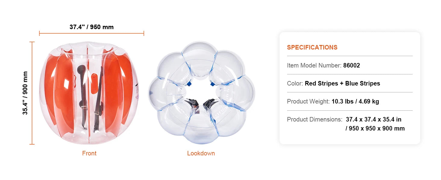 SucceBuy 2-Pack 2/3FT Inflatable Bumper Balls Body Sumo Zorb Balls for Kids & Teens Durable PVC Human Hamster Bubble Balls