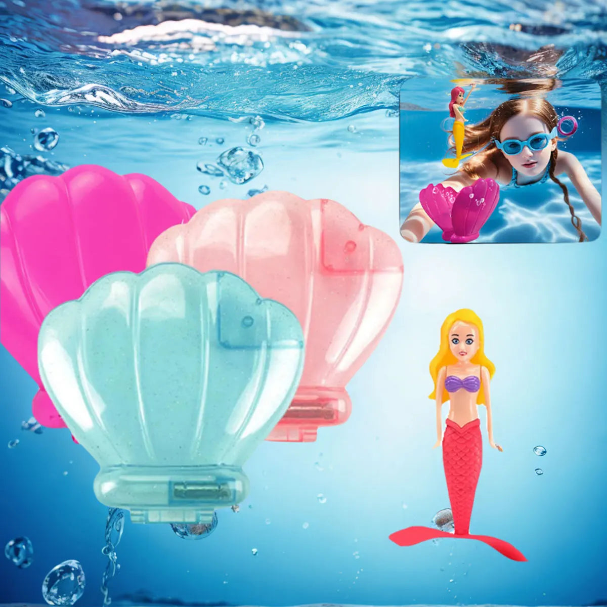 Mermaid Bath Toys with/no Shell Floats Children Play Water Toys in Summer Swimming Pool Adult  Float Game Gift