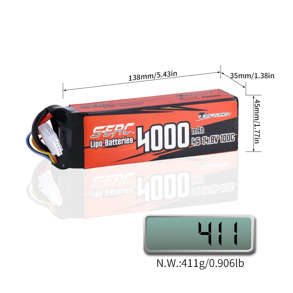 SUNPADOW 2S 3S 4S Lipo Battery for 3300mAh 4000mAh 6500 7.4V14.8V 130C TRX RC Buggy Truggy Vehicle Car Tank Monster Truck Hobby