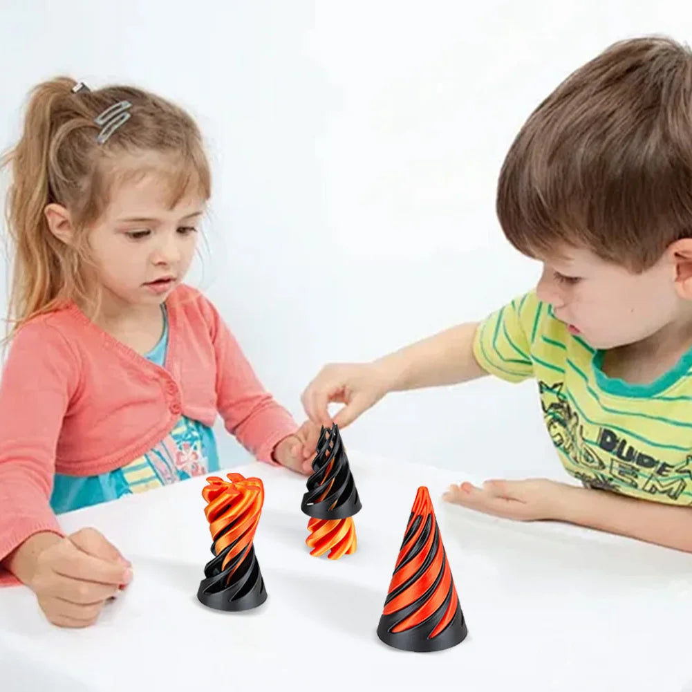 3D Printed Spiral Cone Toy Fidget Toy Impossible Pyramid Passthrough Sculpture Mini Vortex Thread Illusion for Kids and Adults