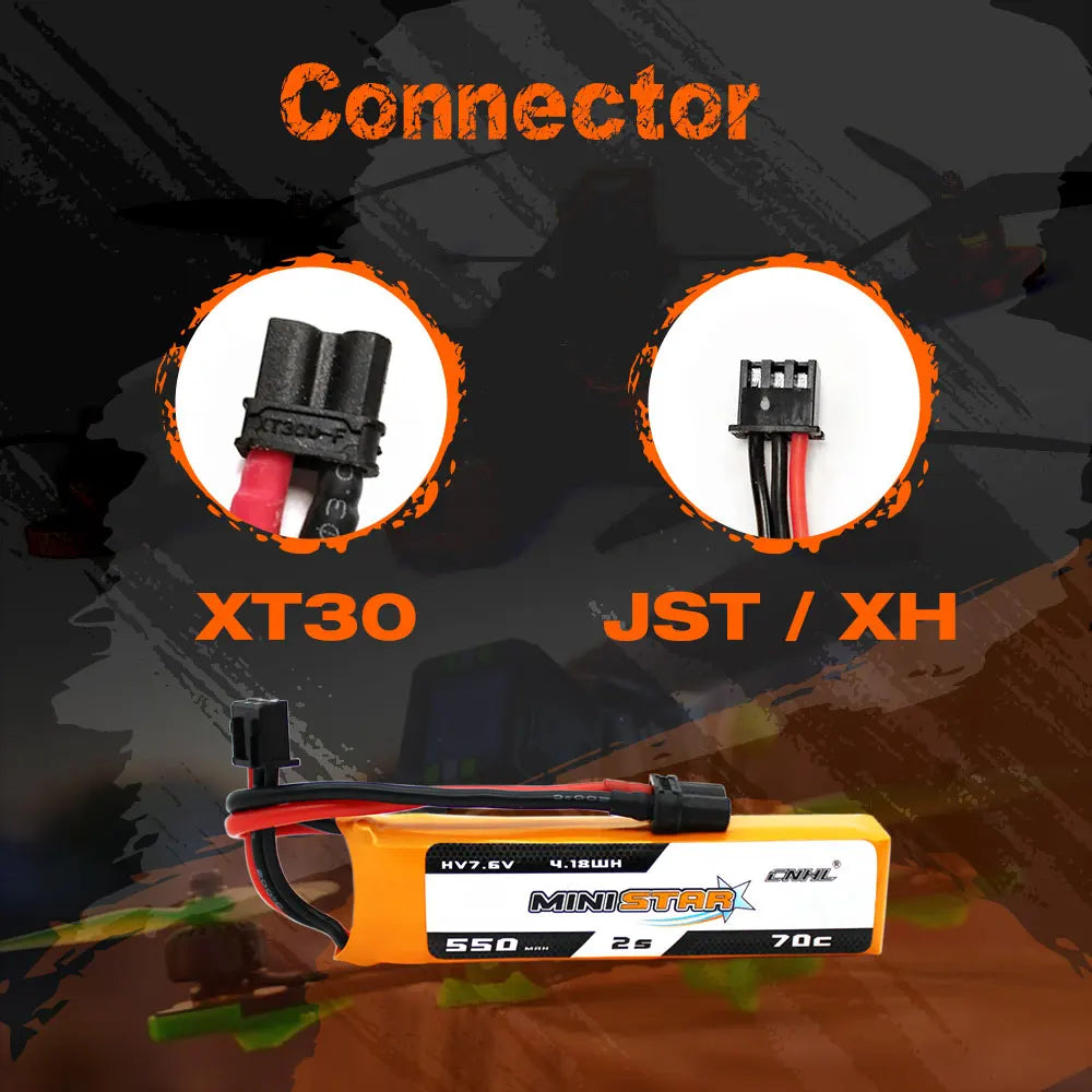 6PCS CNHL 2S 3S 4S 7.6V 11.4V 15.2V Lipo Battery 550mAh 70C MiniStar HV With XT30 Plug For RC FPV Racing Drone Drone Airplane