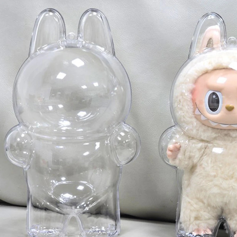 For Labubu Transparent Protective Cover Monster Toy Storage Case Cute Elf Plushie Display Cover for Sitting Party Dolls