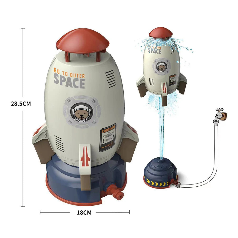 Creative Space Rocket Sprinkler Rotating Water Powered Launcher Summer Fun Entertainment for Outdoor Garden Yard Water Spray Toy