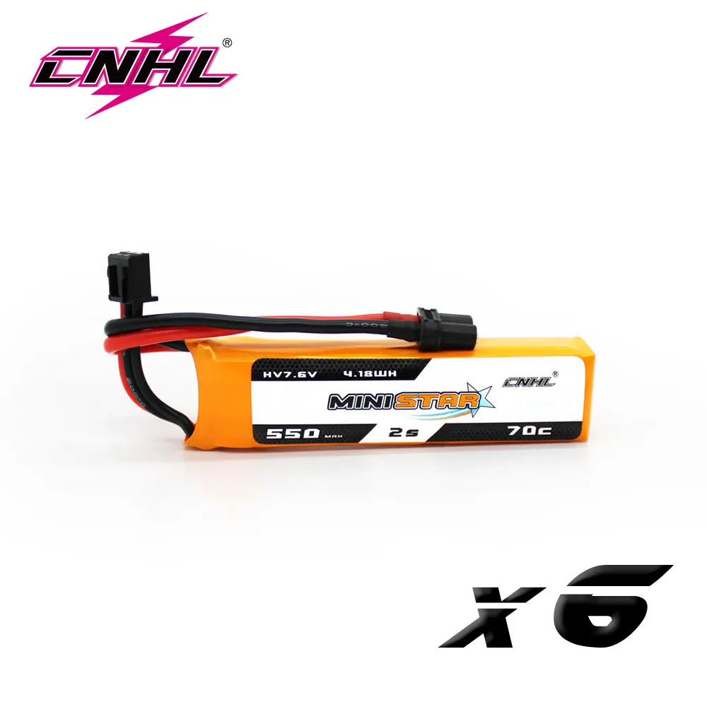 6PCS CNHL 2S 3S 4S 7.6V 11.4V 15.2V Lipo Battery 550mAh 70C MiniStar HV With XT30 Plug For RC FPV Racing Drone Drone Airplane