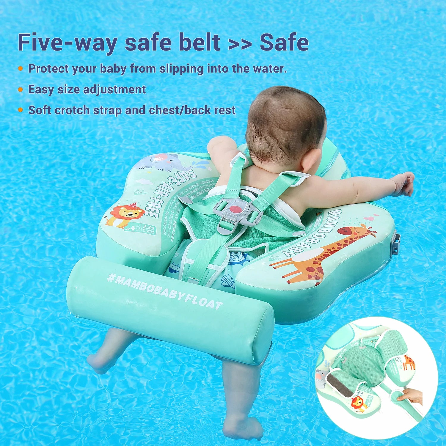 2024 New Mambobaby Animals Float Non-Inflatable Solid Baby Swimming buoy Water Trainer Infant Pool Floator Swim Ring with Canopy