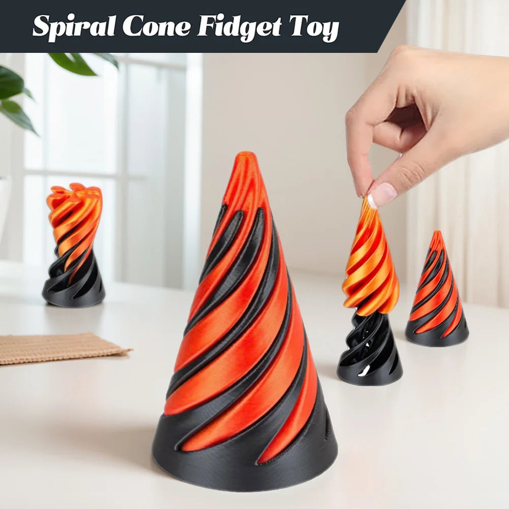 3D Printed Spiral Cone Toy Impossible Pyramid Passthrough Sculpture Stress Relief Desk Toy Pass Through Pyramid Fidget Toy