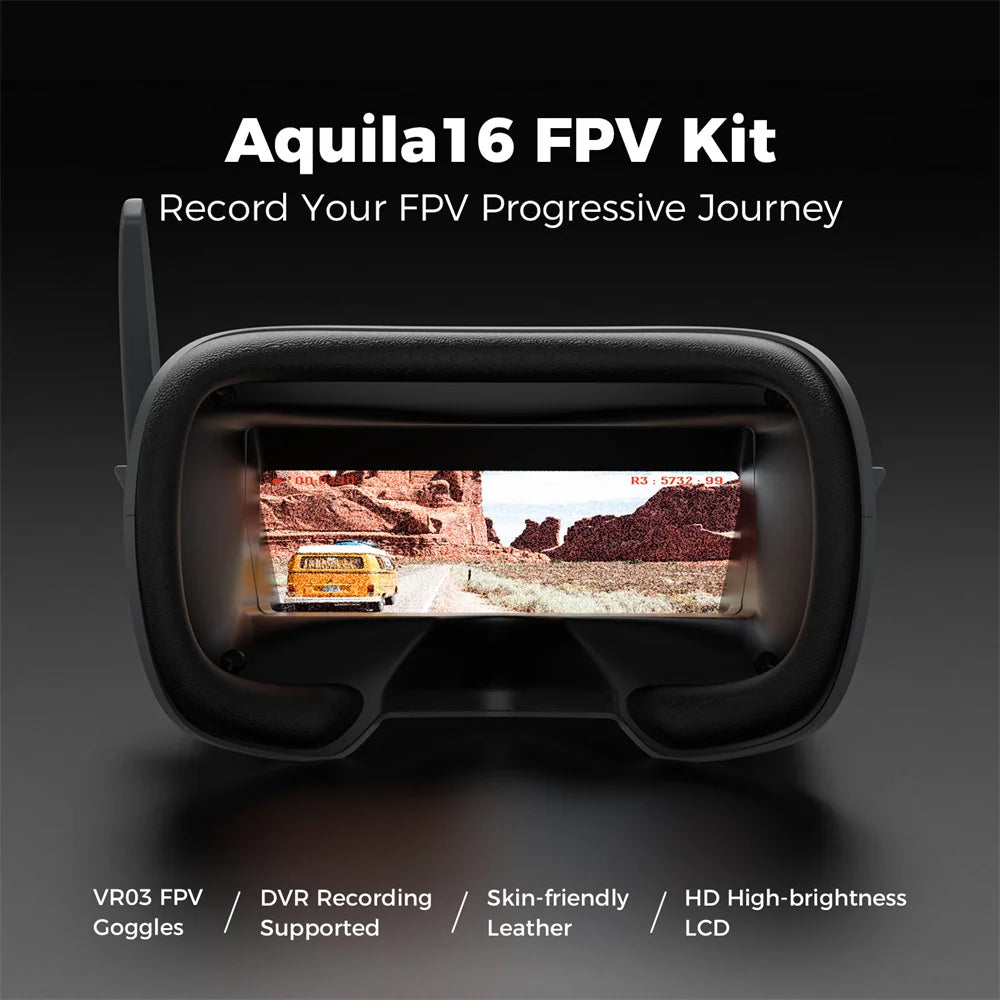 BETAFPV Aquila16 FPV Kit ELRS 2.4G LiteRadio 2 SE VR03 FPV Goggles Aquila 16 25-350mW VTX 1102 18000KV Brushless Motor