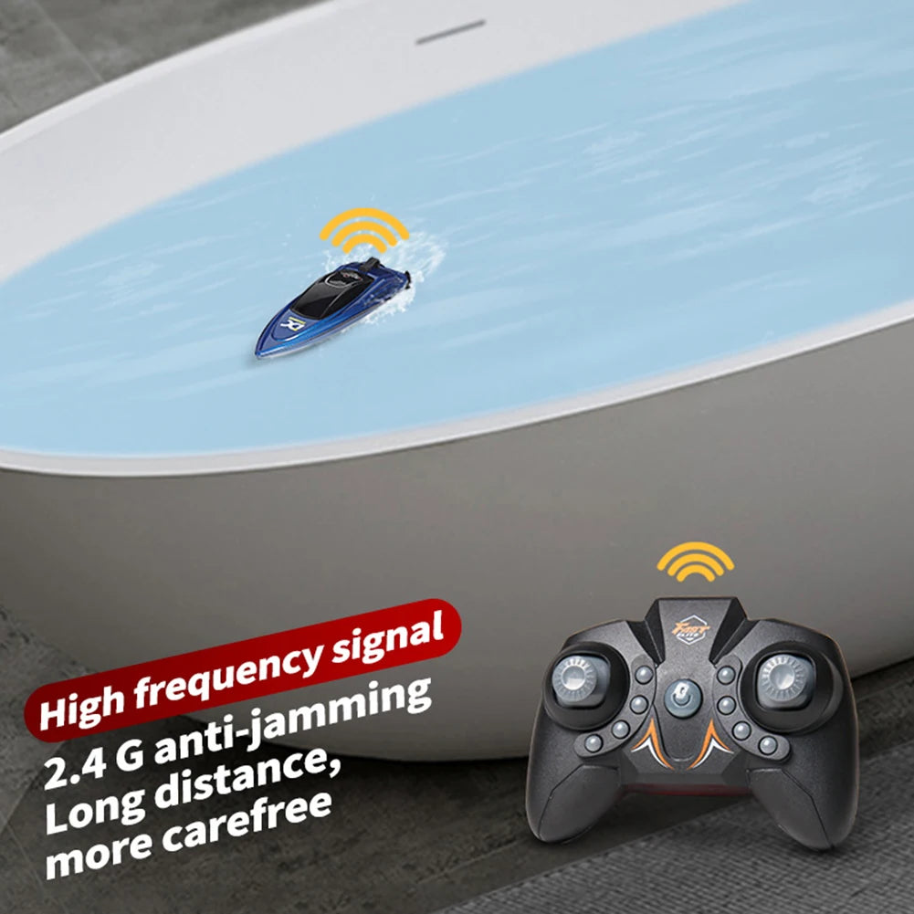 Waterproof 2.4GHz Electric RC Speed Boat Remote Control Watercraft Ship with LED Light for Kids Holiday Party Gift