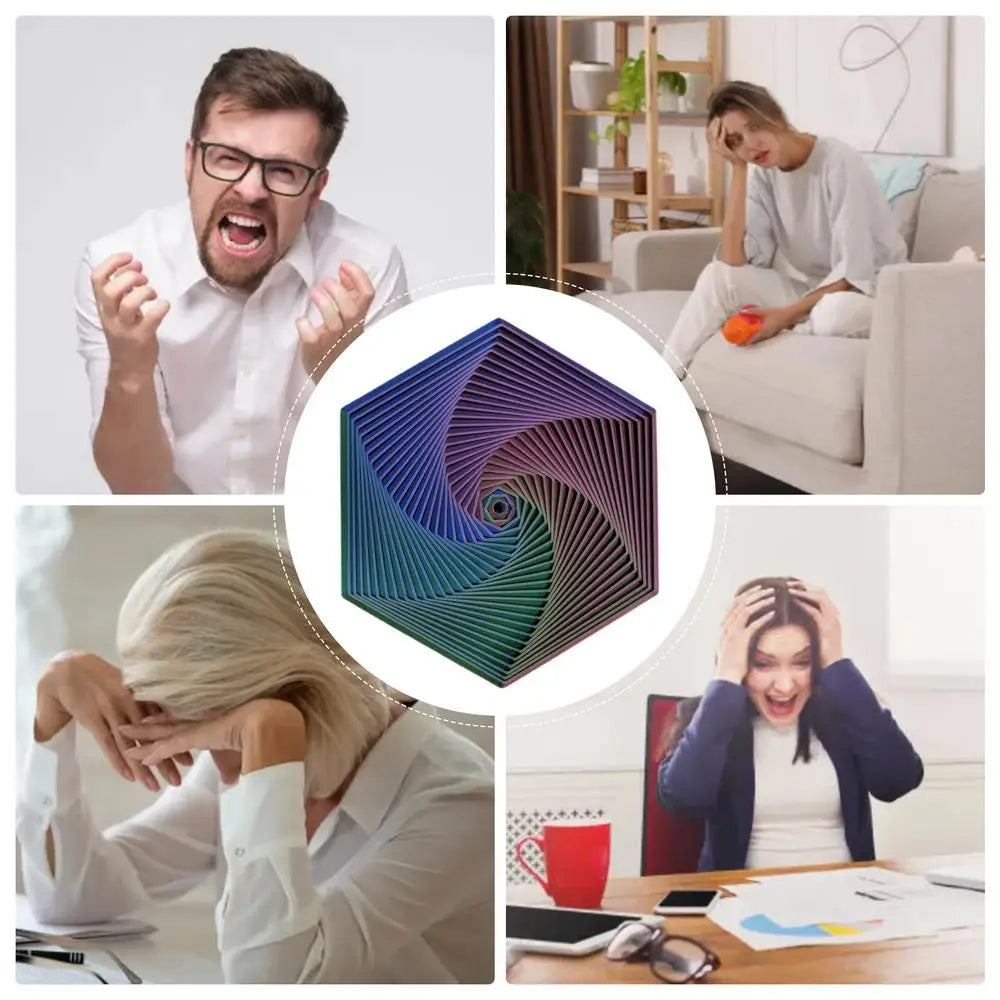 3D Printing Hexagons Fractal Fidget Toys Portable Hexagon Spirals Playing Sensory Toy For Stress Pressure Party Games For Child