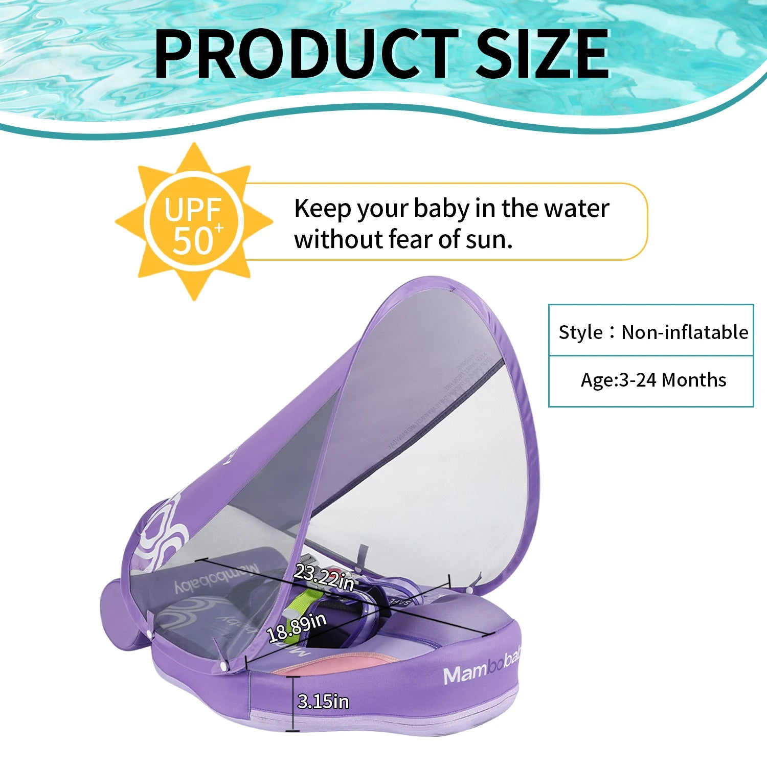 Mambobaby Baby Float With Canopy Swimming Ring For Infant No Inflation Pool Floaties Accessories 6-10 Months 1 Years Water Toys