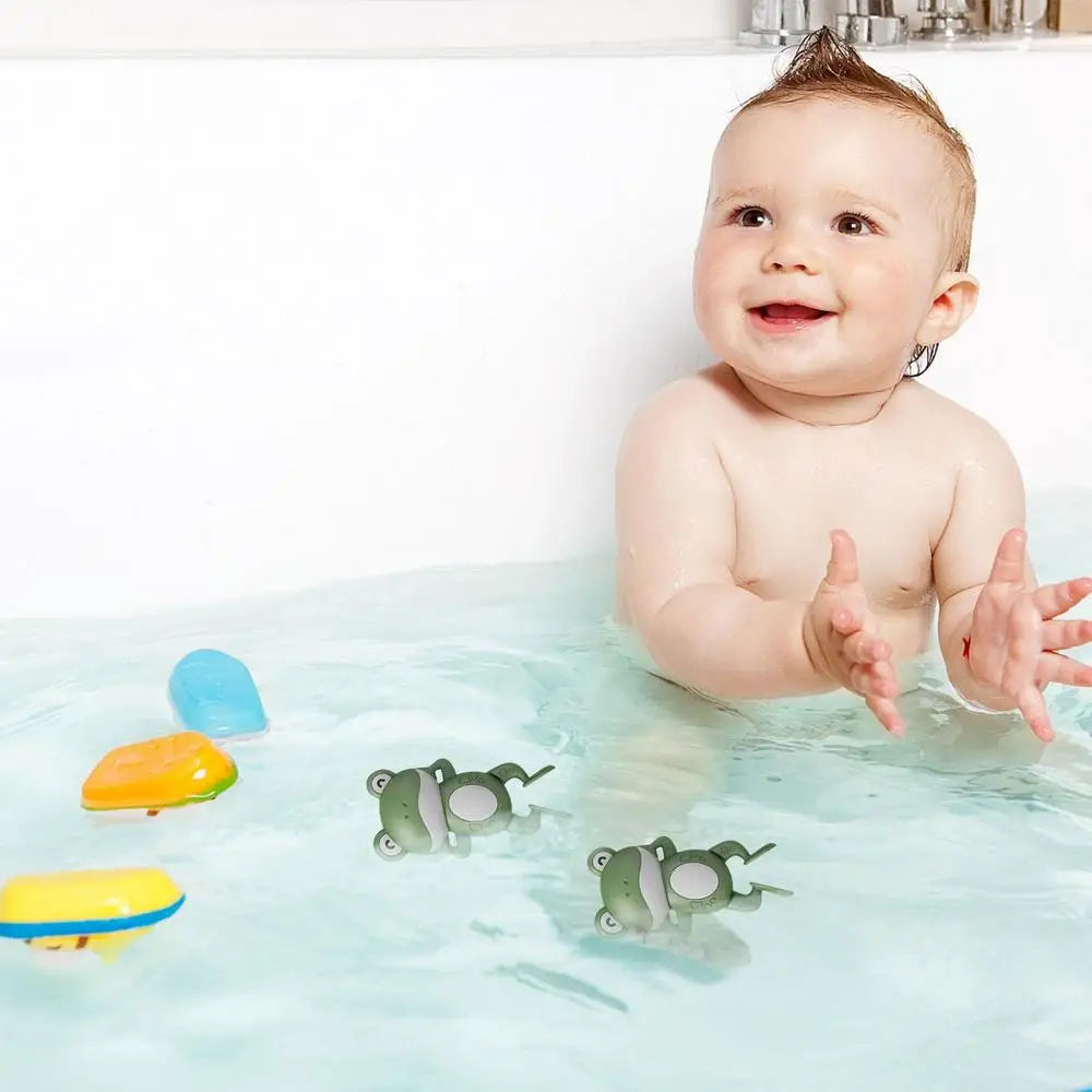 2023 New Baby Bath Toys For Children New Baby Bath Swimming Bath Toy Cute Frogs Clockwork Bath Toy Swimming Water Clockwork Toys