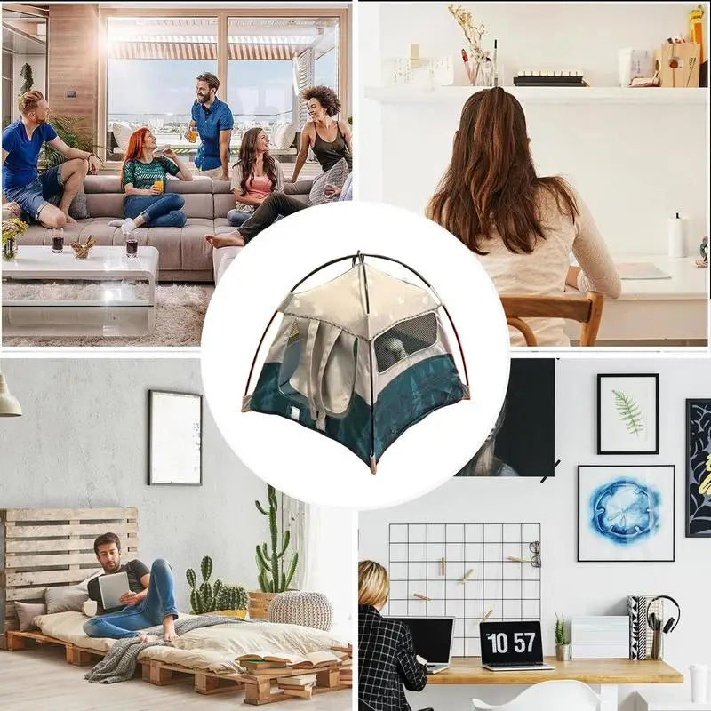 1:12 Scale Camping Tent Model Decoration Oxford Cloth Simulated Outdoor Tent Ob11 Doll Miniature Doll Small Tent Kids Toy