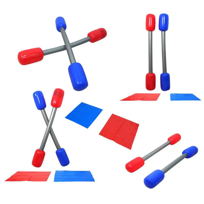 Inflatable Gladiator Jousting Yard Game Sticks Mats Kit Inflatable Gladiator Game Battle Outdoor Accessories For Boys Girls