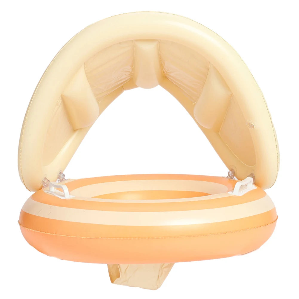 1/2PC Baby Swimming Ring Inflatable Swim Ring with Detachable Sunshade Leakproof Beach Toddlers Pool Float for Summer Pool Party