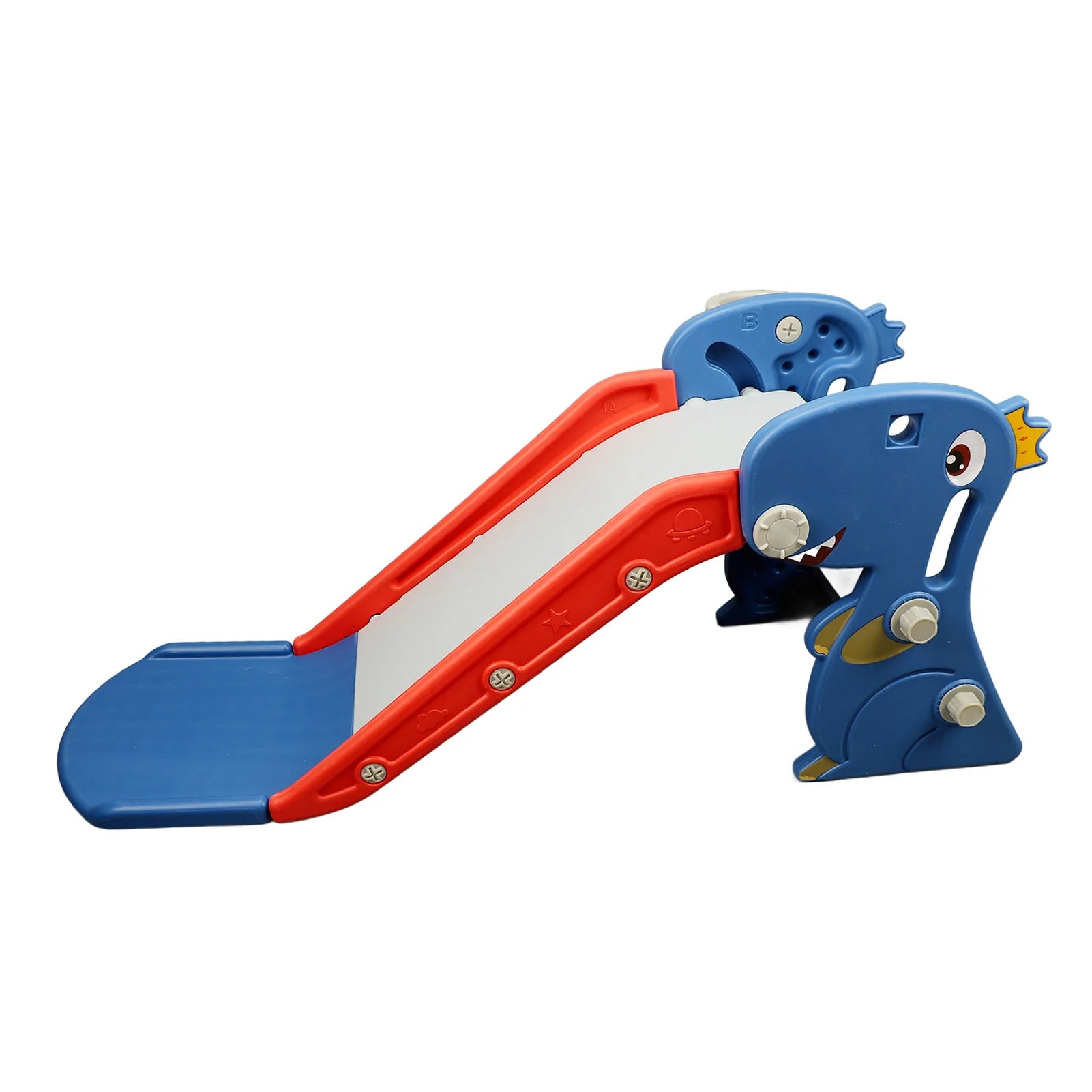 Indoor Slide Dinosaur Shape Easy To Assemble Multifunctional Blue Grab Rail Folding Slide with Basketball Hoop Climber for Home