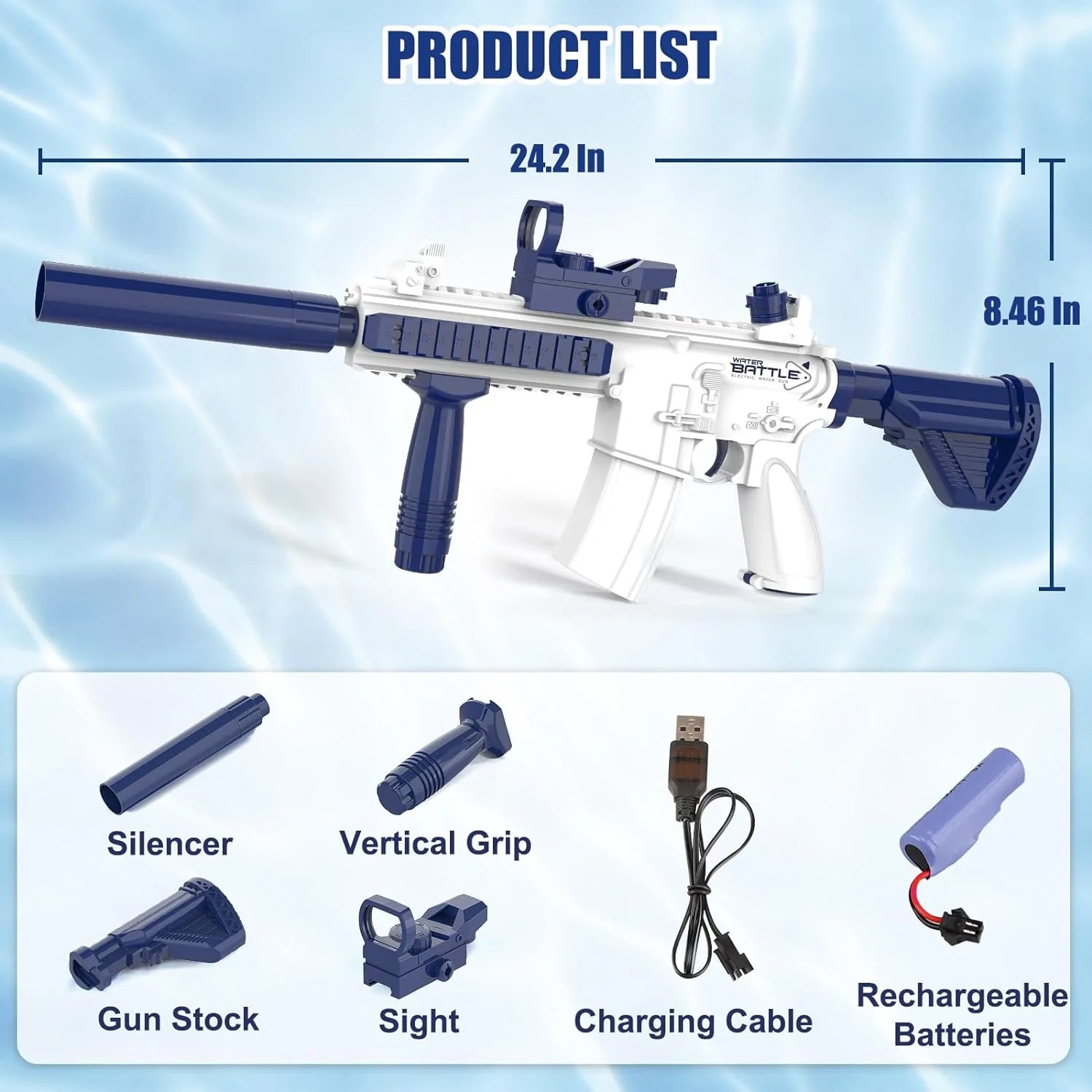 M1911 Electric Water Gun - Rechargeable, High-Capacity, Large Water Tank, Summer Fun,  Gift for Kids