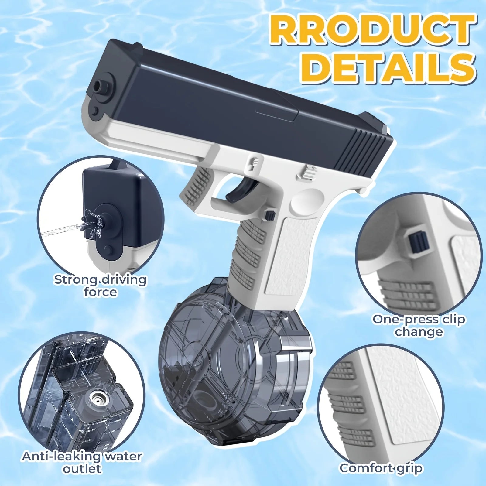 M1911 Electric Water Gun - Rechargeable, High-Capacity, Large Water Tank, Summer Fun, Gift for Kids