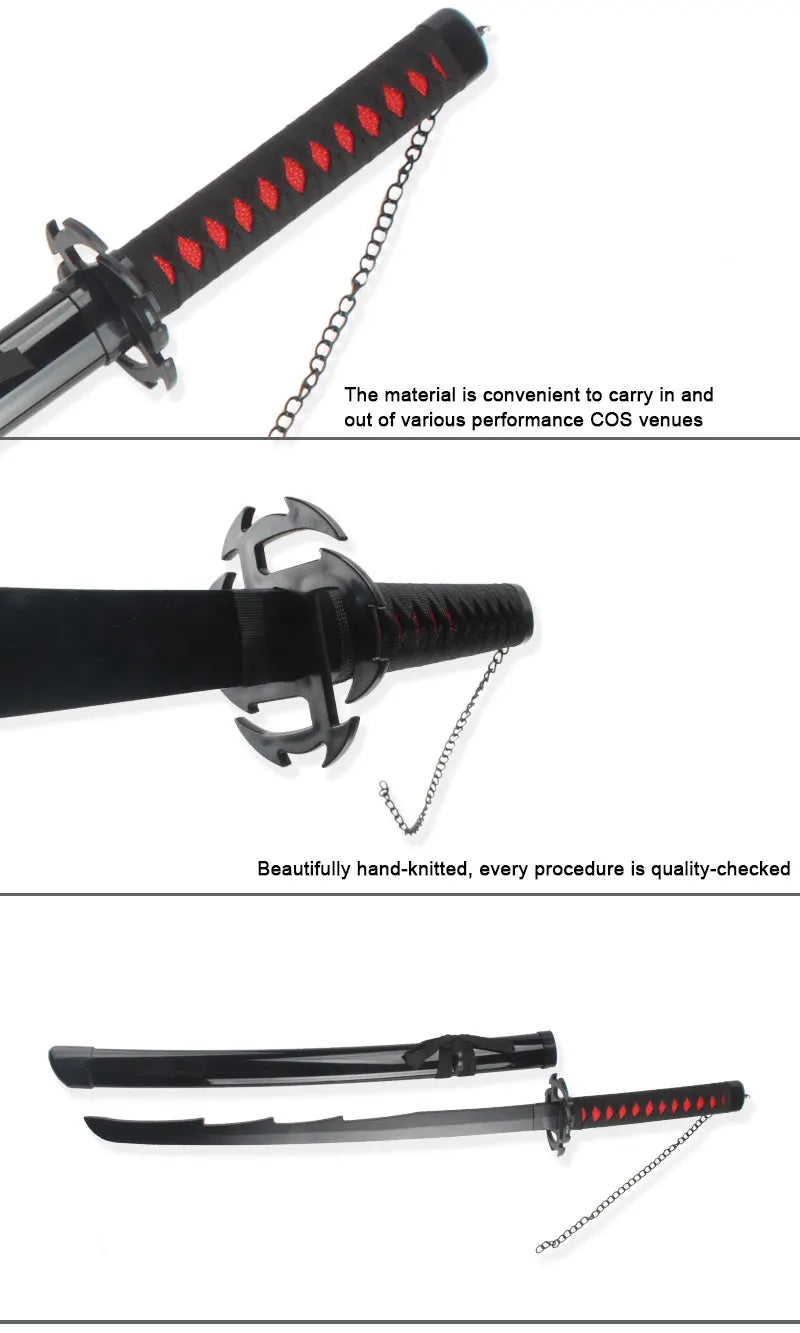 80cm Anime Bleach Katana Swords Kurosaki Ichigo Ninja Blade Cosplay Prop Wooden Anime Katana  Zangetsu Decorative