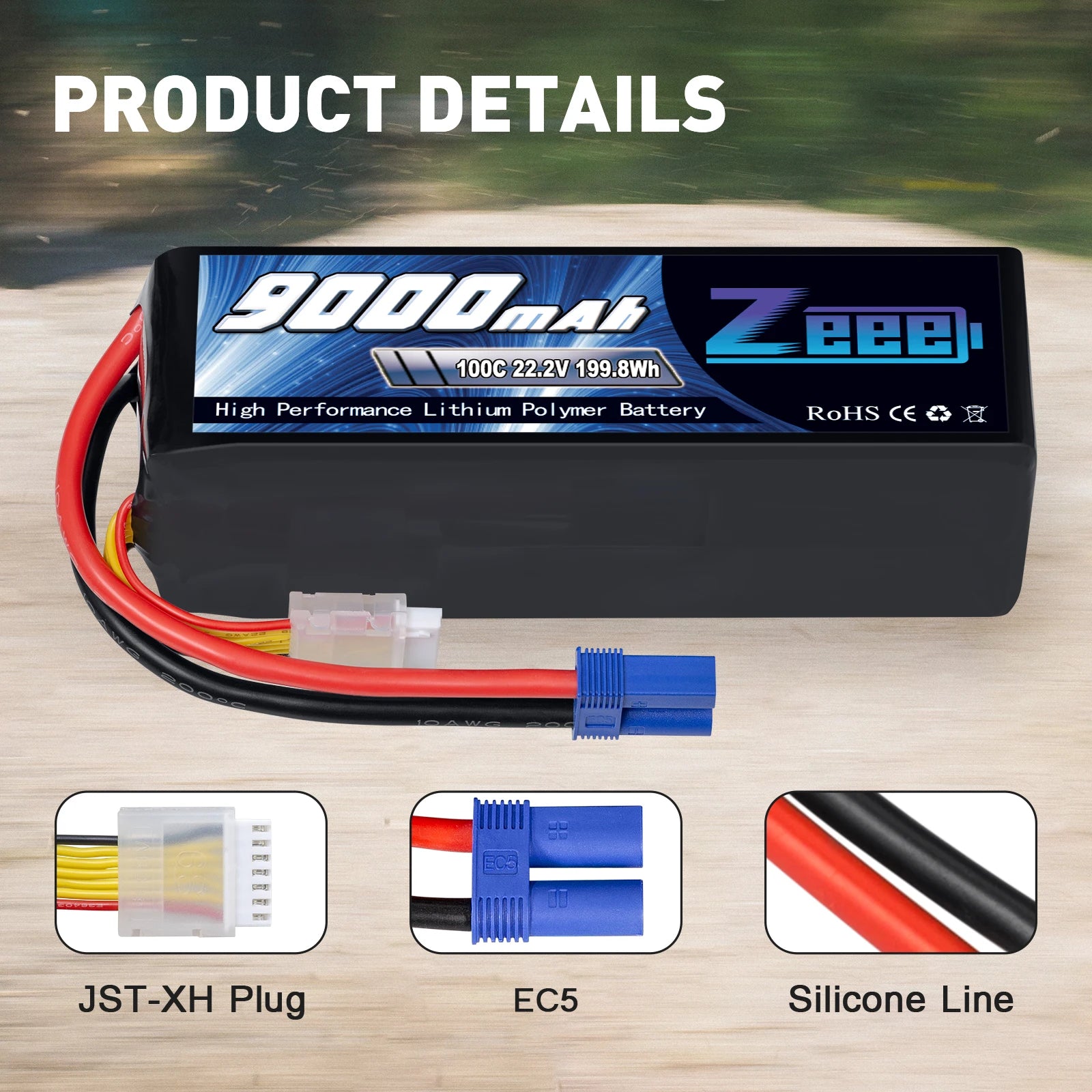1/2units Zeee 6S 9000mAh Lipo Battery 22.2V 100C Softcase with EC5 Plug for RC Car Boat FPV Drones Airplane Buggy RC Model Parts