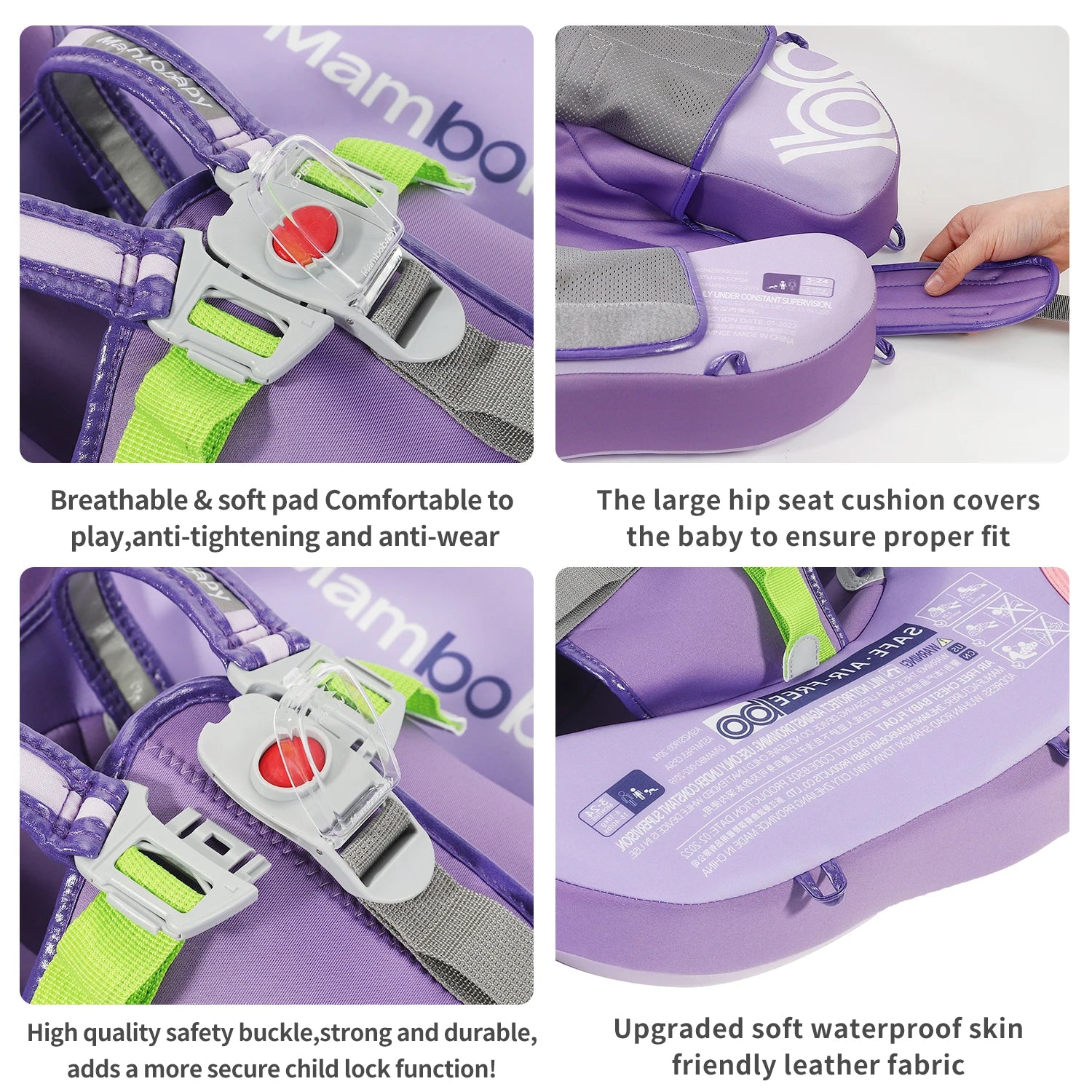 Mambobaby Baby Float With Canopy Swimming Ring For Infant No Inflation Pool Floaties Accessories 6-10 Months 1 Years Water Toys