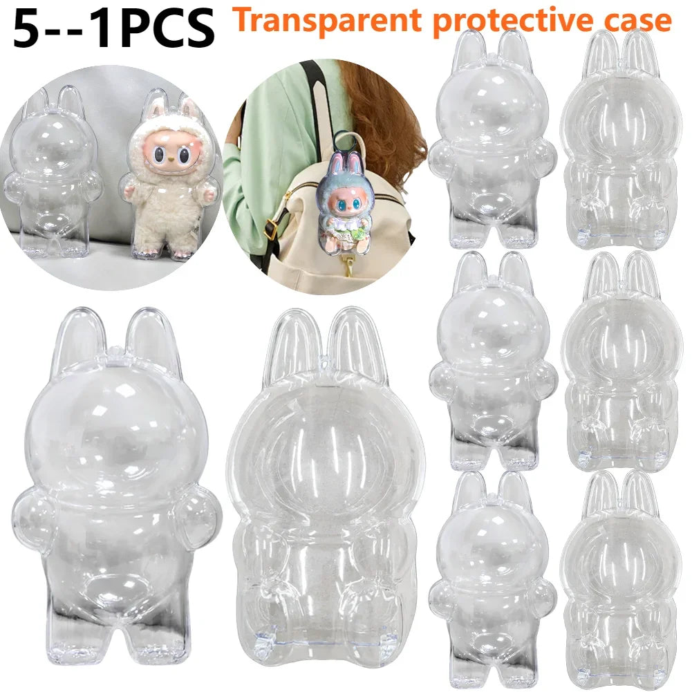 2025 LABUBU Clear Macaron Case Dust Case Popmart Bubble Mart Doll Accessories Elf Doll Cover Storage Box Christmas New Year Gift