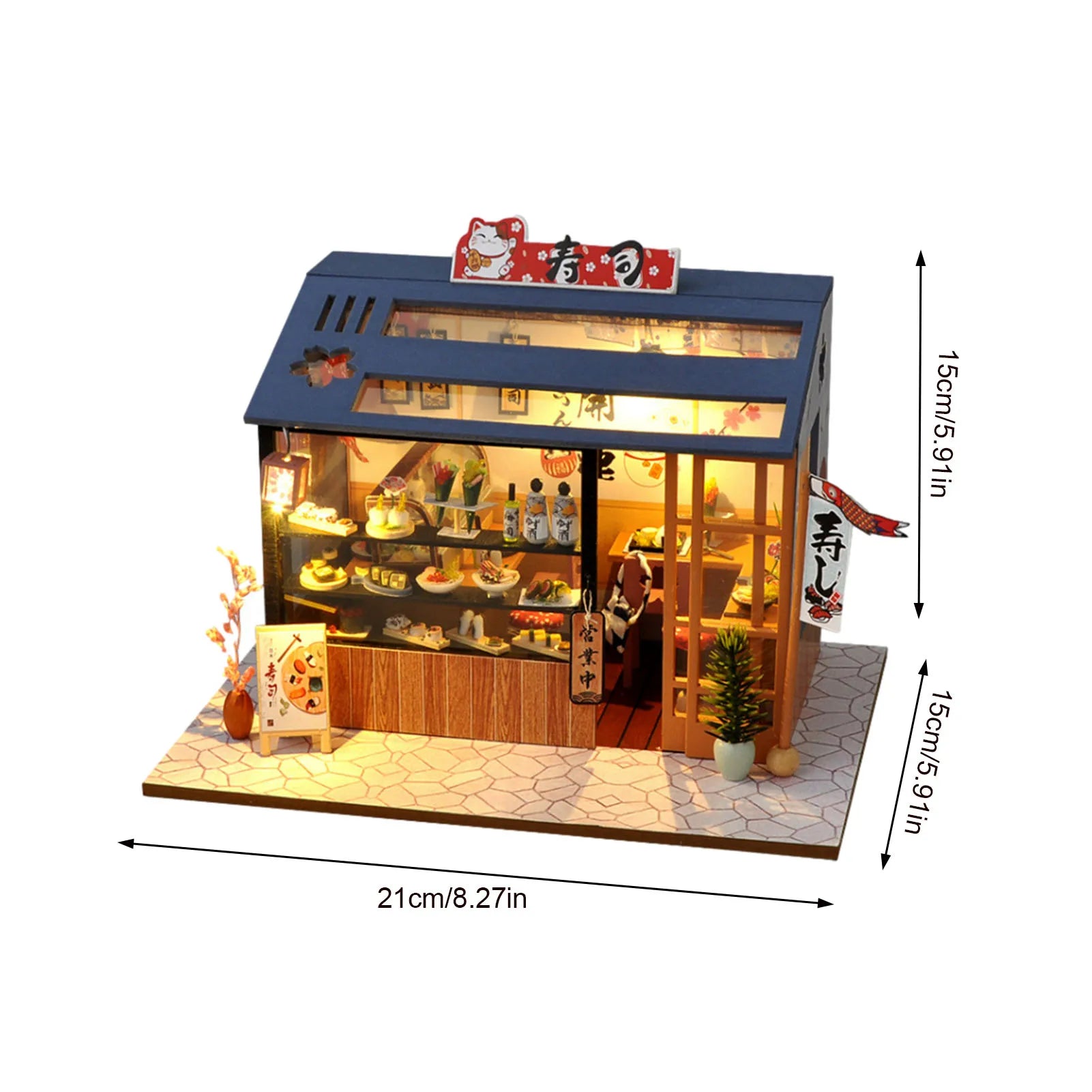 Japanese Sushi Store DIY Miniature Doll House With Furniture Miniatures Sushi House Dollhouse Toys For Children Girls Gifts