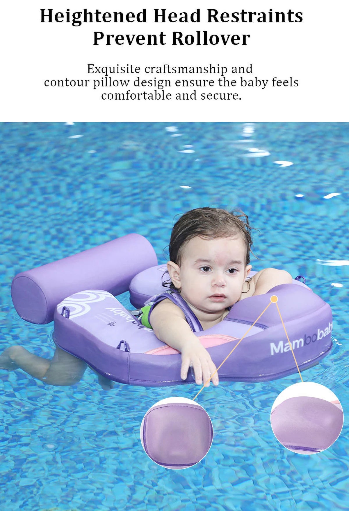 Mambobaby Baby Float With Canopy Swimming Ring For Infant No Inflation Pool Floaties Accessories 6-10 Months 1 Years Water Toys