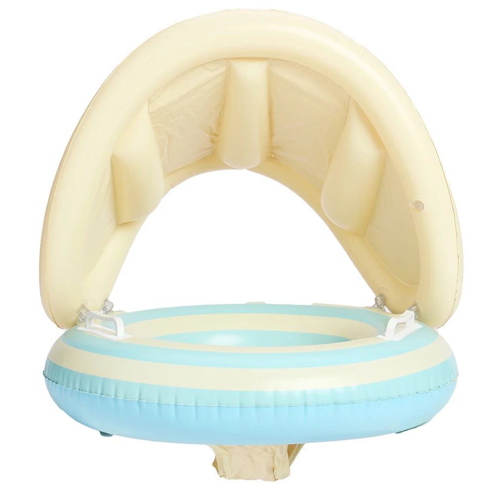 1/2PC Baby Swimming Ring Inflatable Swim Ring with Detachable Sunshade Leakproof Beach Toddlers Pool Float for Summer Pool Party