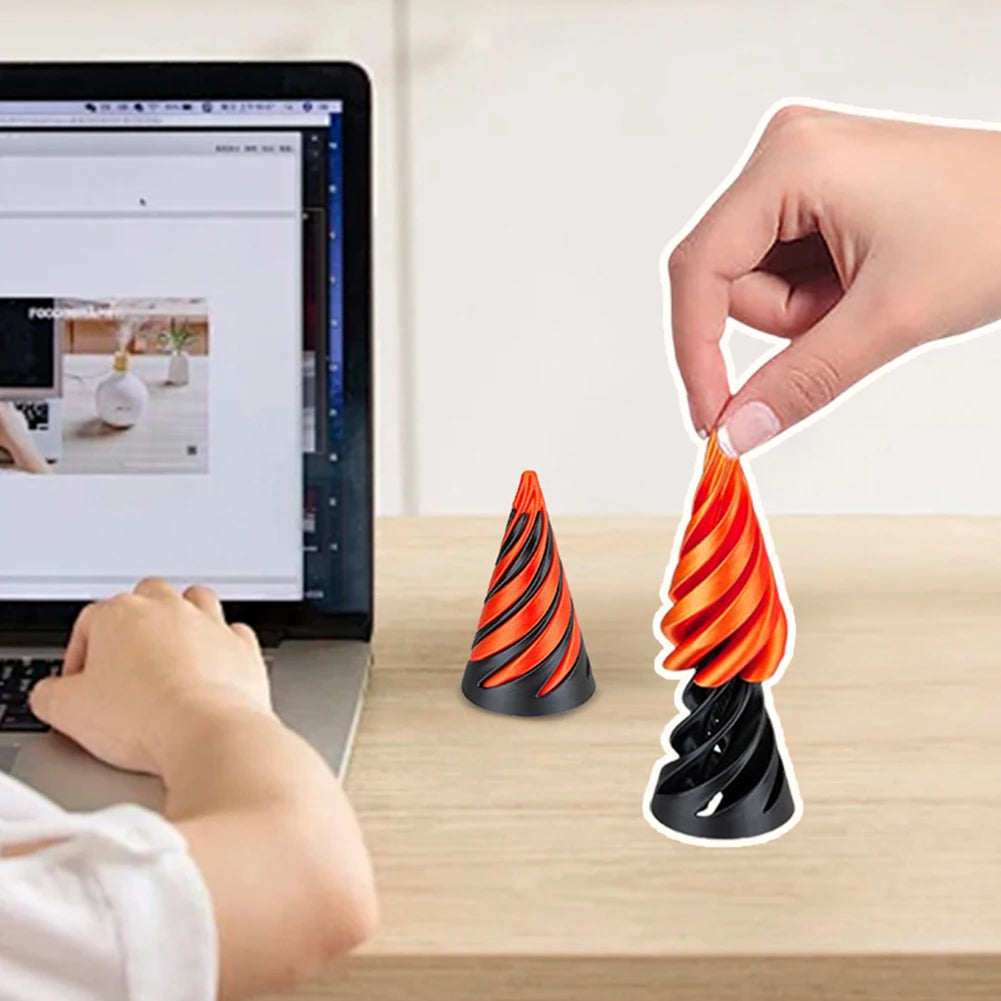 3D Printed Spiral Cone Toy Impossible Pyramid Passthrough Sculpture Stress Relief Desk Toy Pass Through Pyramid Fidget Toy