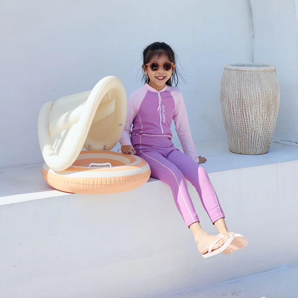 1/2PC Baby Swimming Ring Inflatable Swim Ring with Detachable Sunshade Leakproof Beach Toddlers Pool Float for Summer Pool Party