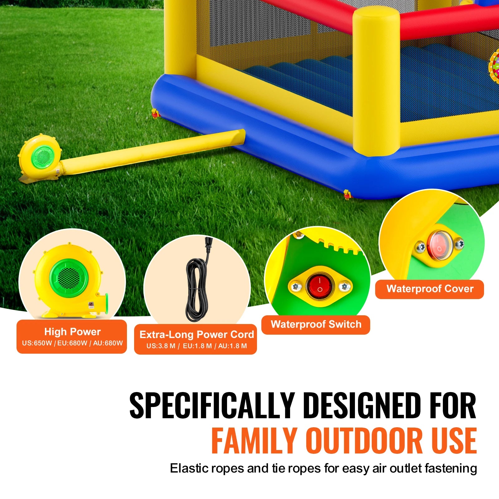 SucceBuy Inflatable Bounce House Outdoor HighQuality Playhouse Trampoline Jumping Bouncer with BlowerSlide and StorageBag Castle