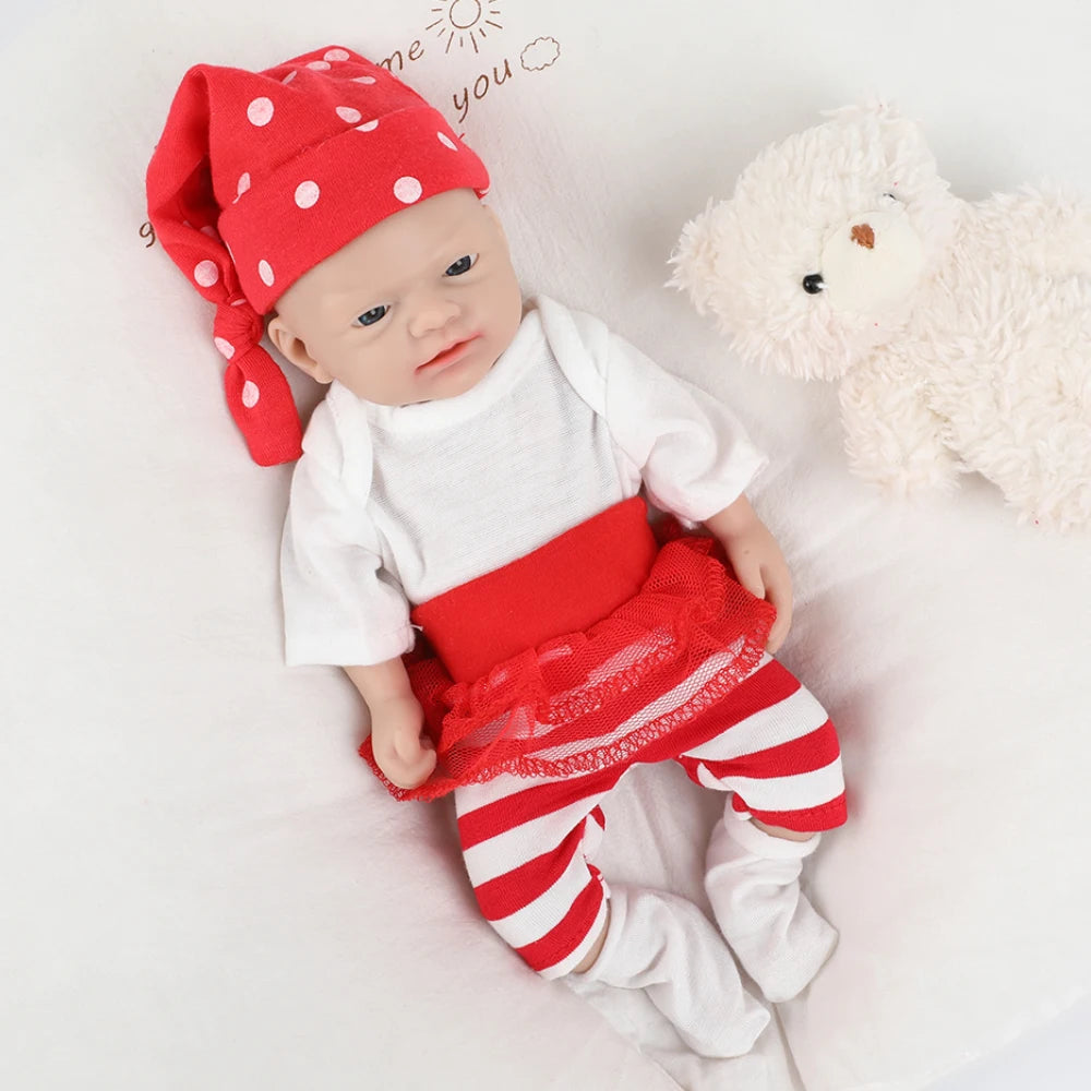 IVITA 10" 100% Full Body Silicone Reborn Bebe Doll Realistic Soft Girl Baby Doll with Eyes Clothes for Children Lifelike Toys ﻿