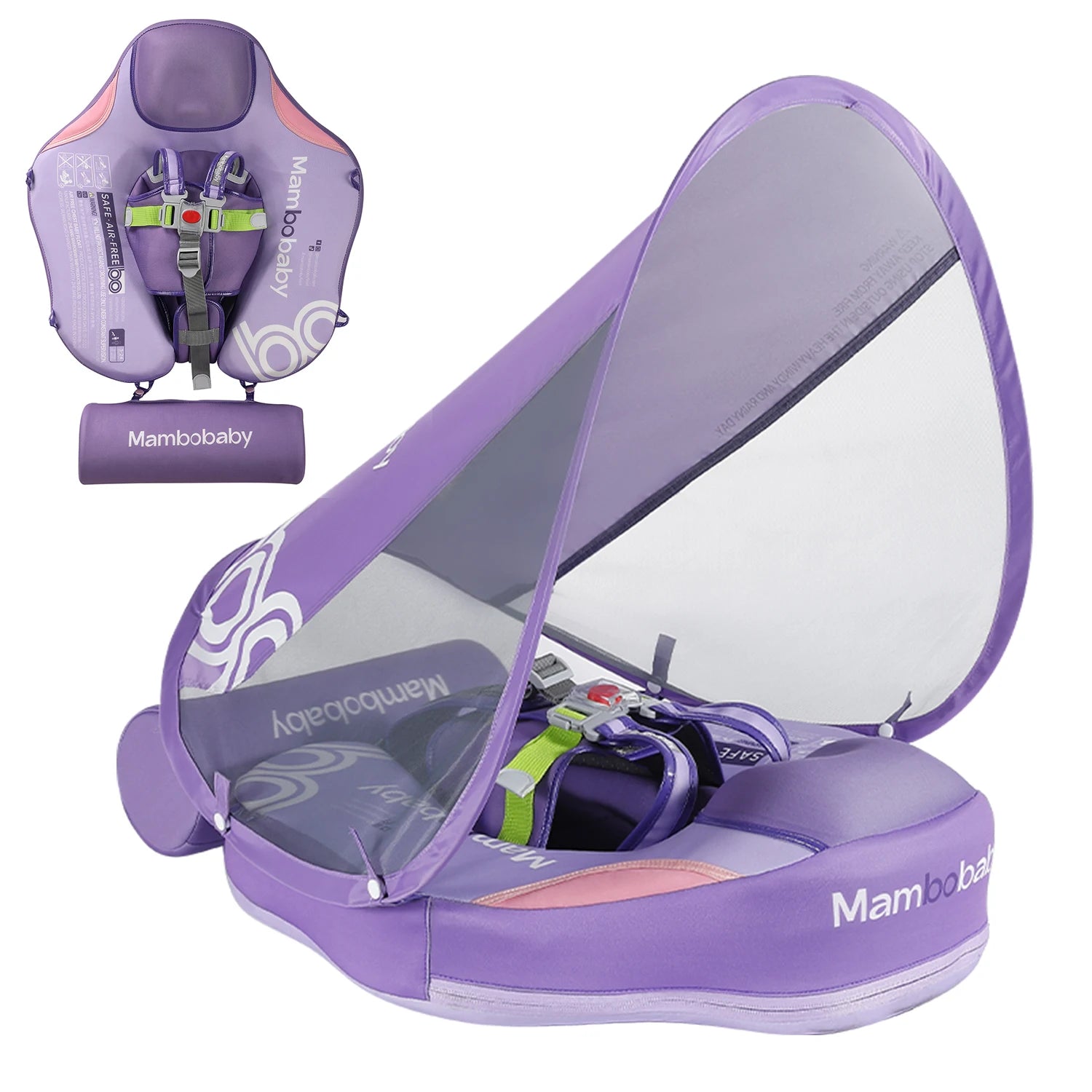 Mambobaby Baby Float With Canopy Swimming Ring For Infant No Inflation Pool Floaties Accessories 6-10 Months 1 Years Water Toys