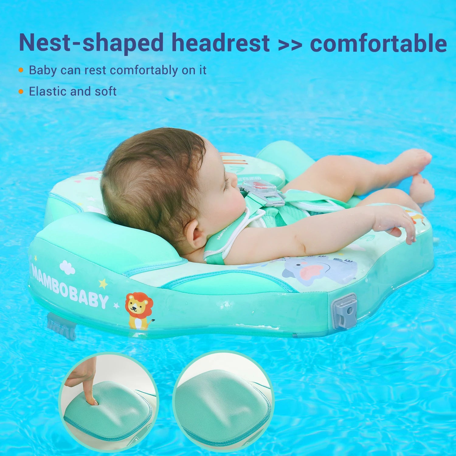 2024 New Mambobaby Animals Float Non-Inflatable Solid Baby Swimming buoy Water Trainer Infant Pool Floator Swim Ring with Canopy