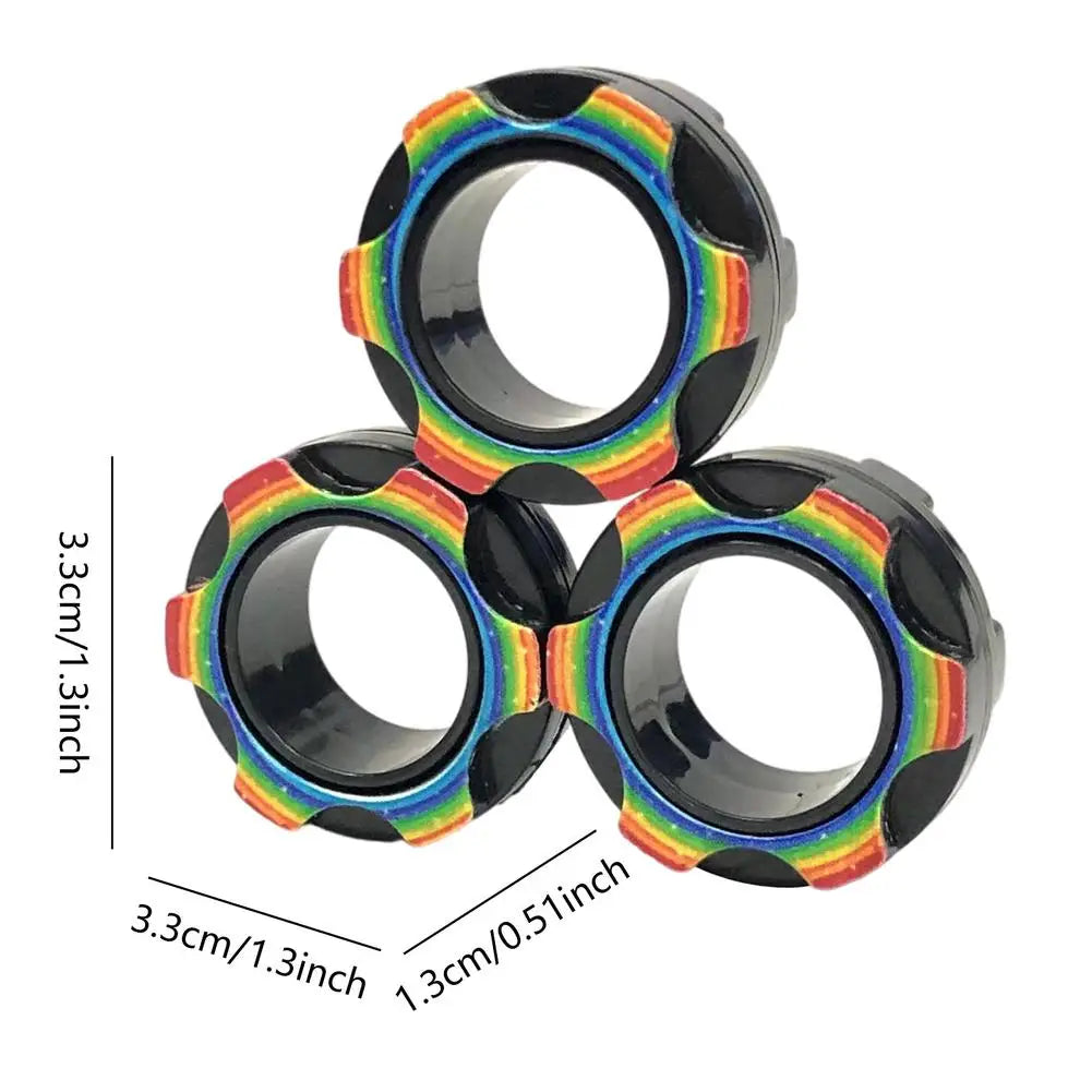 3 PCS Magnetic Rings Set Anti-Stress Fidgetes Unzip Toy Children Magnetic Ring Finger Spinner Ring Adult Decompression Toys Xmas