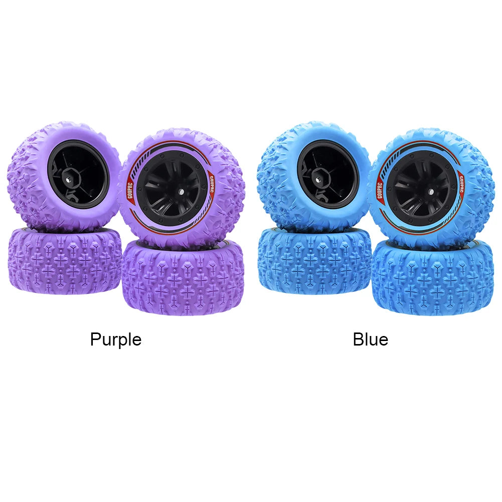 4Pcs 12mm Hex RC Wheel Tires Set Swamp Claw Mud Terrain Tires RC Wheels and Tires for 1/14 1/16 RC Car Crawler Truck