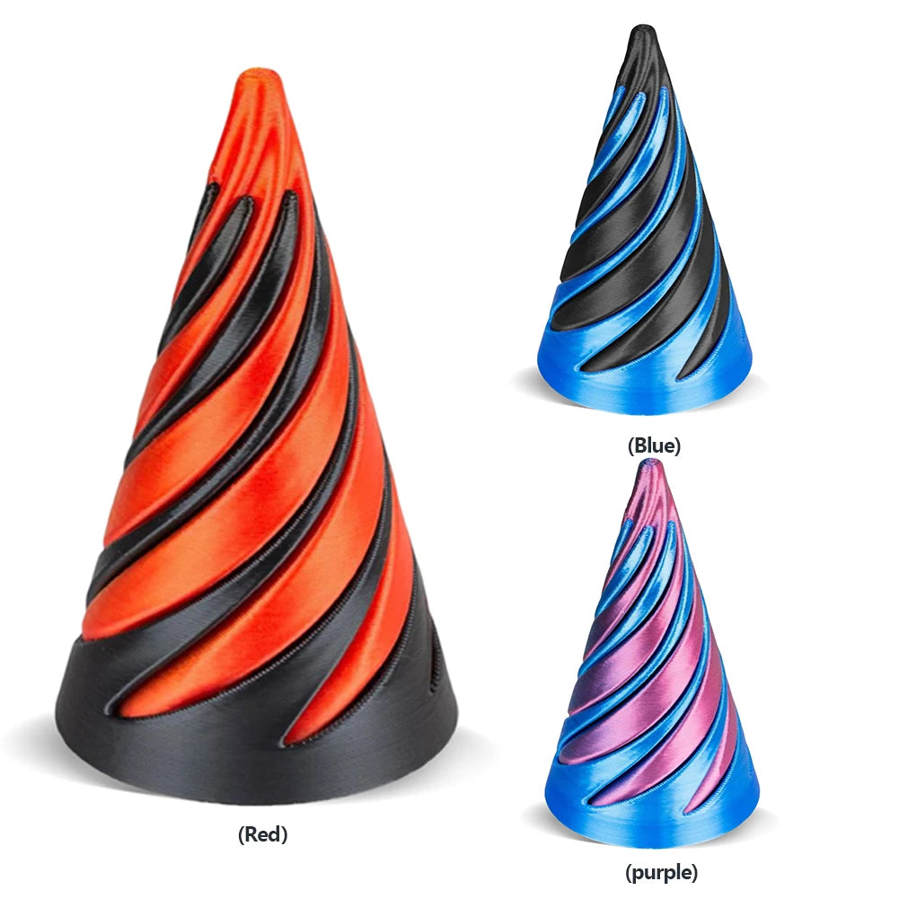 3D Printed Spiral Cone Toy Fidget Toy Impossible Pyramid Passthrough Sculpture Mini Vortex Thread Illusion for Kids and Adults