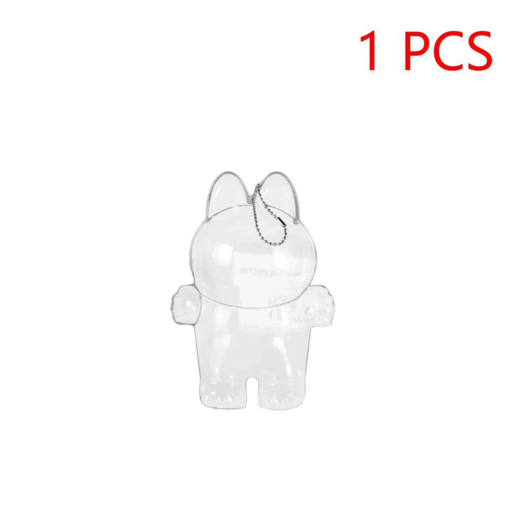 2025 LABUBU Clear Macaron Case Dust Case Popmart Bubble Mart Doll Accessories Elf Doll Cover Storage Box Christmas New Year Gift