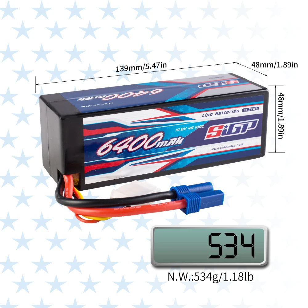SIGP 4S 14.8V Lipo Battery 6000mAh 7300mAh 70C Soft Pack With XT90 Connector For RC Truck Car Truggy Buggy Vehice Racing Hobby