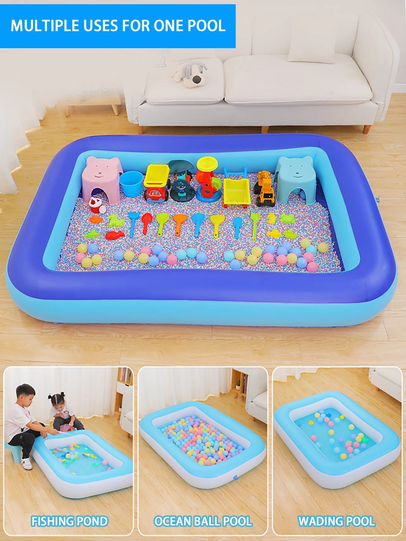 Inflatable swimming pool, suitable for indoor and outdoor water play, sand pool, summer water play toys