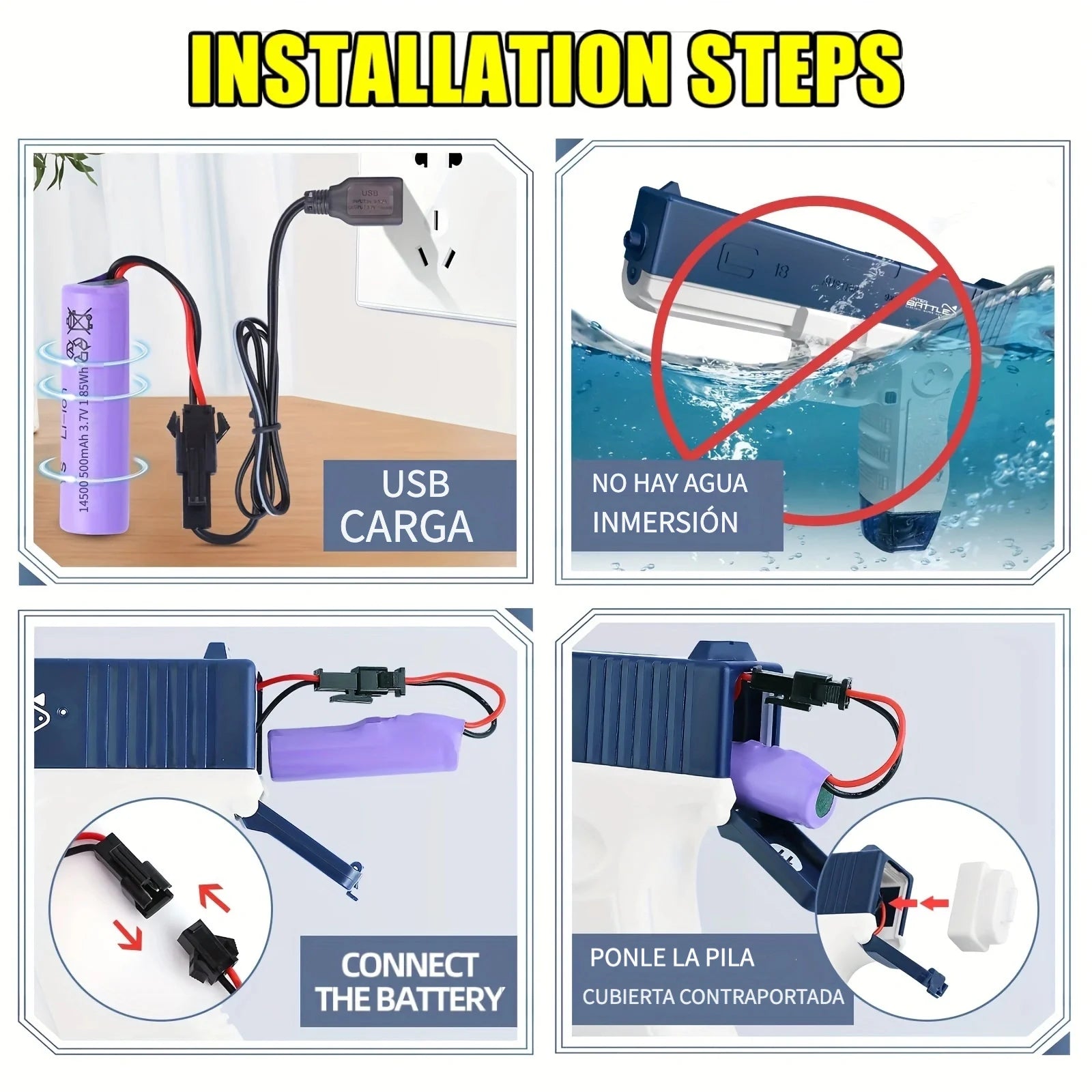 M1911 Electric Water Gun - Rechargeable, High-Capacity, Large Water Tank, Summer Fun, Gift for Kids