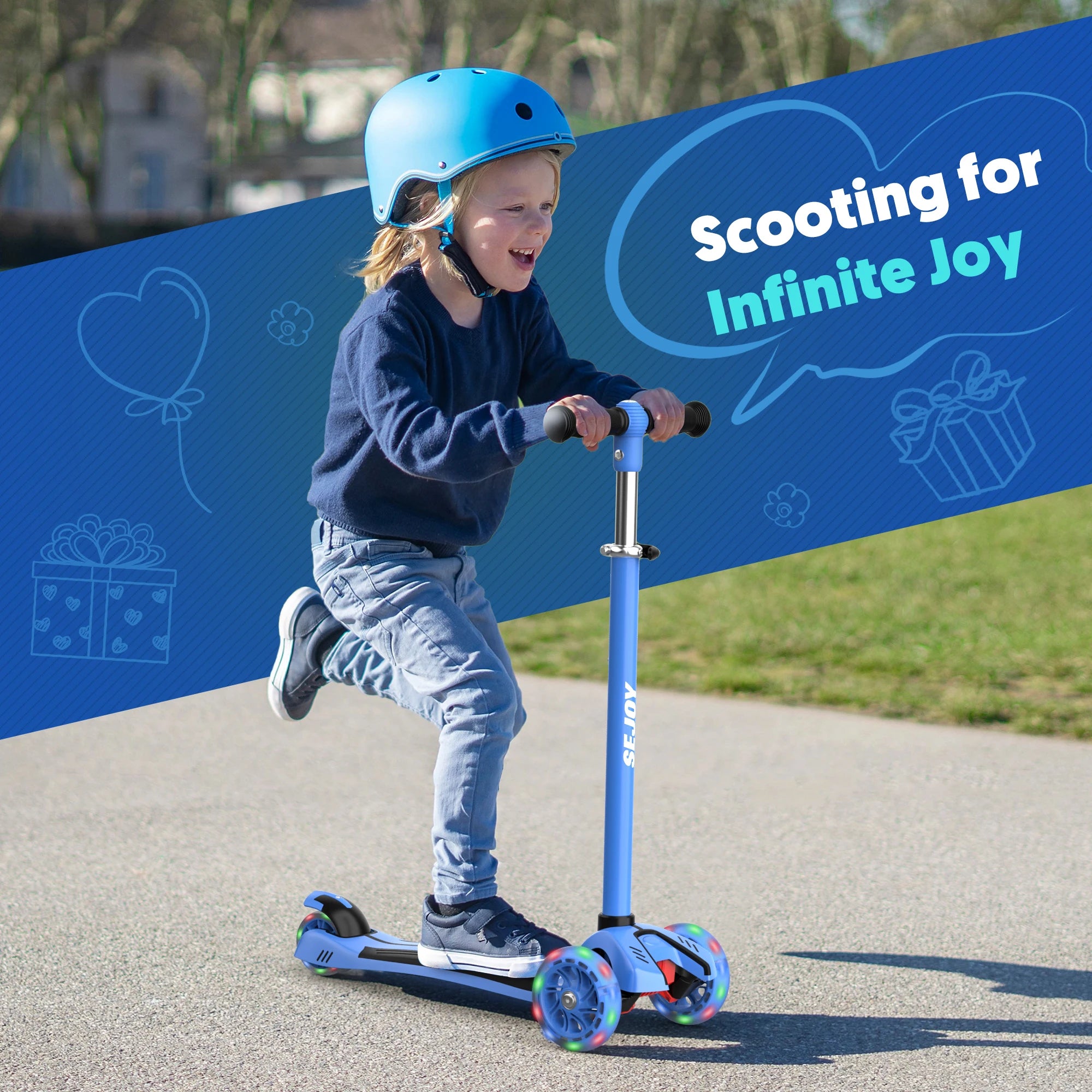 Children's Scooters Adjustable foldable pedal Kids Scooter Light-Up 3 Wheels Adjustable Height to Steer  Scooter for Ages 3-10