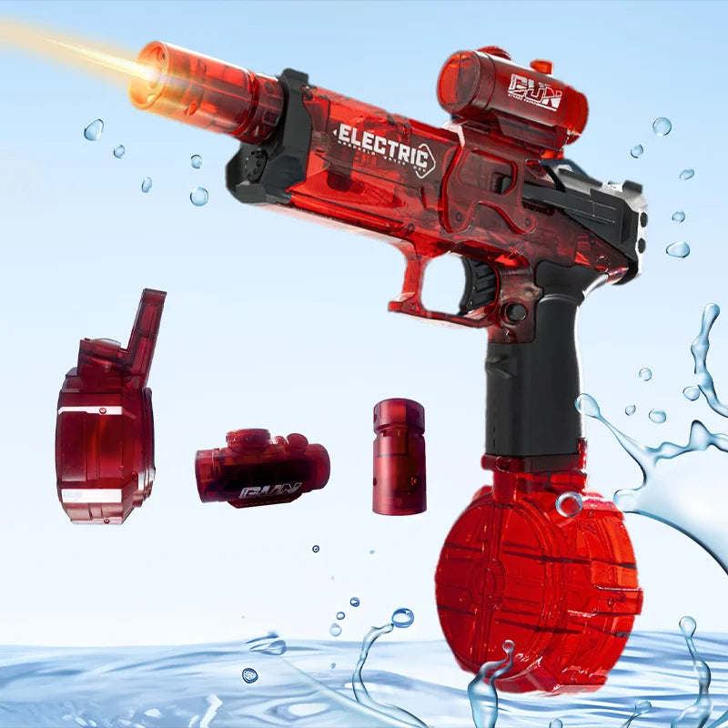 Electric Water Gun Kids Automatic Squirt Watergun Pistol With Led Lights Summer Outdoor Pool Beach Party For Adults Toys Gifts