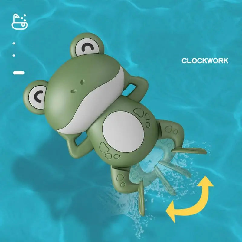 2023 New Baby Bath Toys For Children New Baby Bath Swimming Bath Toy Cute Frogs Clockwork Bath Toy Swimming Water Clockwork Toys