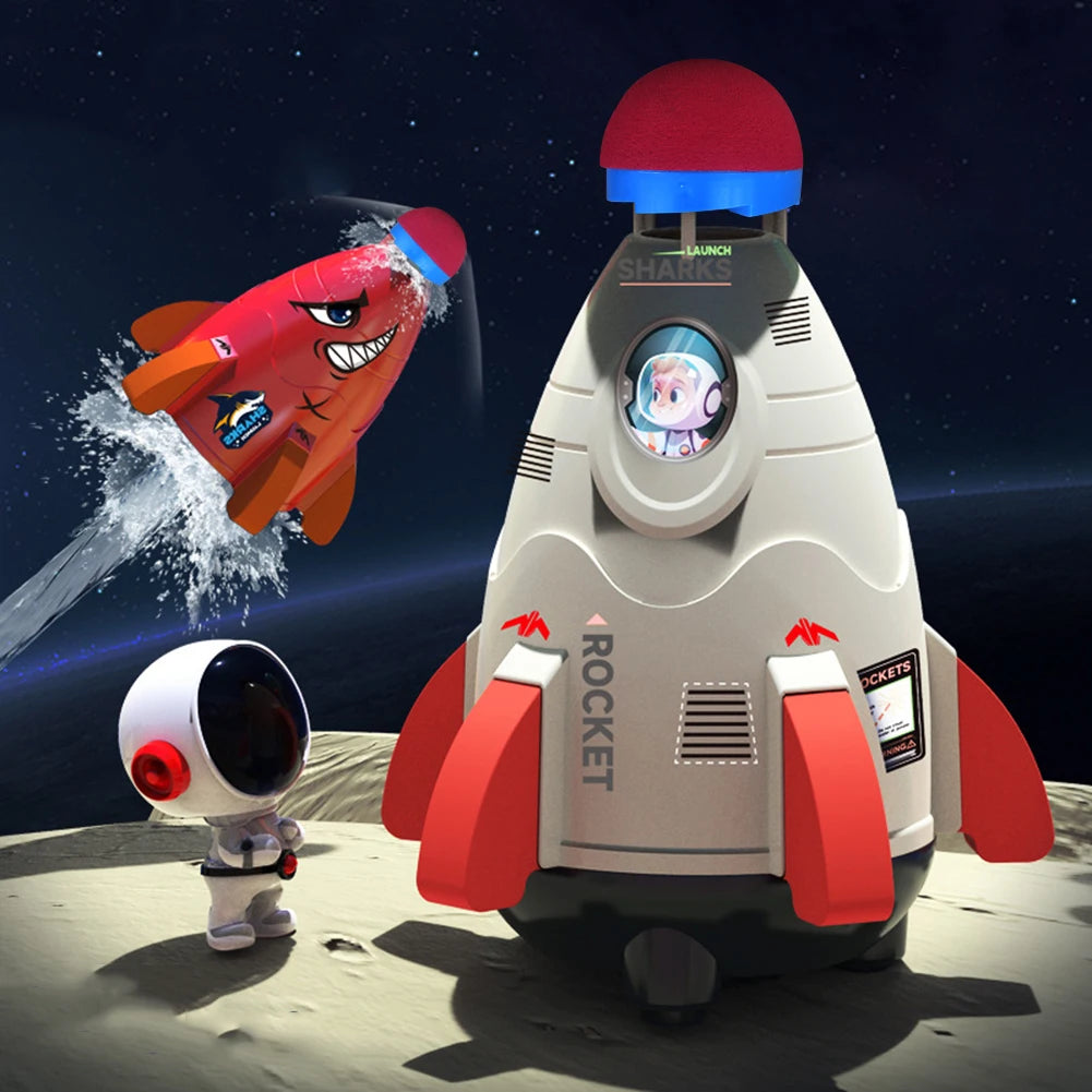 Creative Space Rocket Sprinkler Rotating Water Powered Launcher Summer Fun Entertainment for Outdoor Garden Yard Water Spray Toy